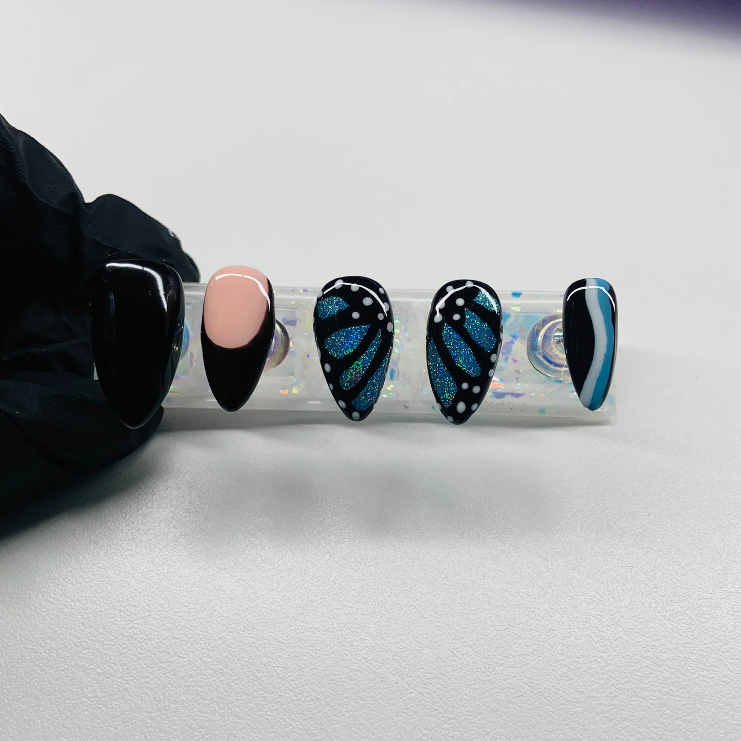 Blue Monarch Press On Nails