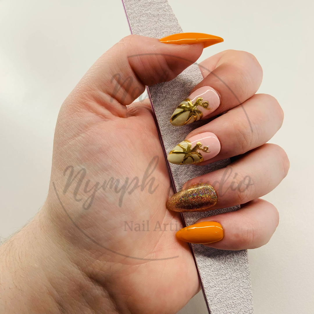 White Chocolate Pumpkin Spice Press On Nails